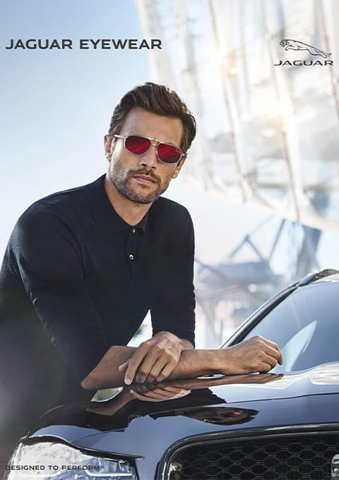Jaguar Eyewear Homme avec lunette de soleil rouges